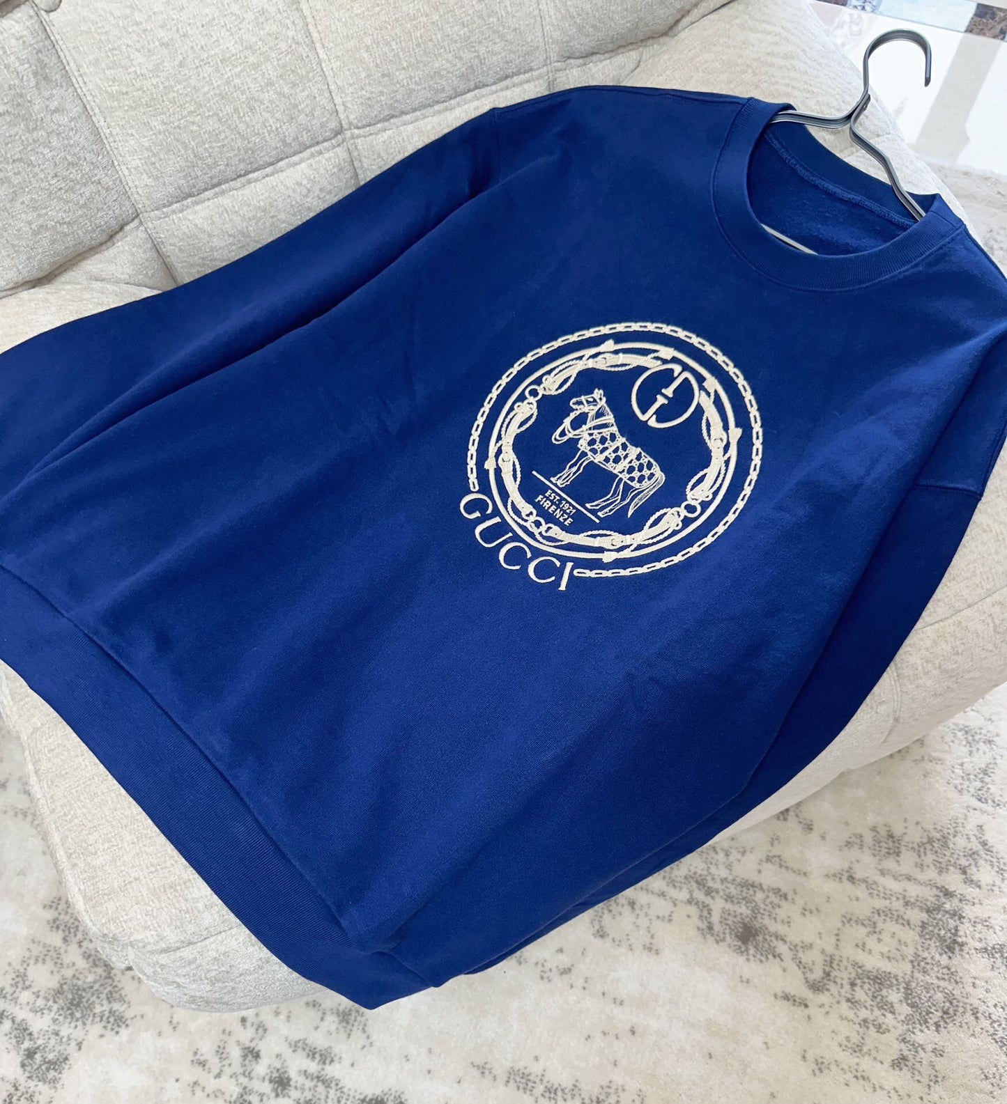 Horse double g embroidered sweatshirt blue<span class="brand-imgs GUCCI"></span>