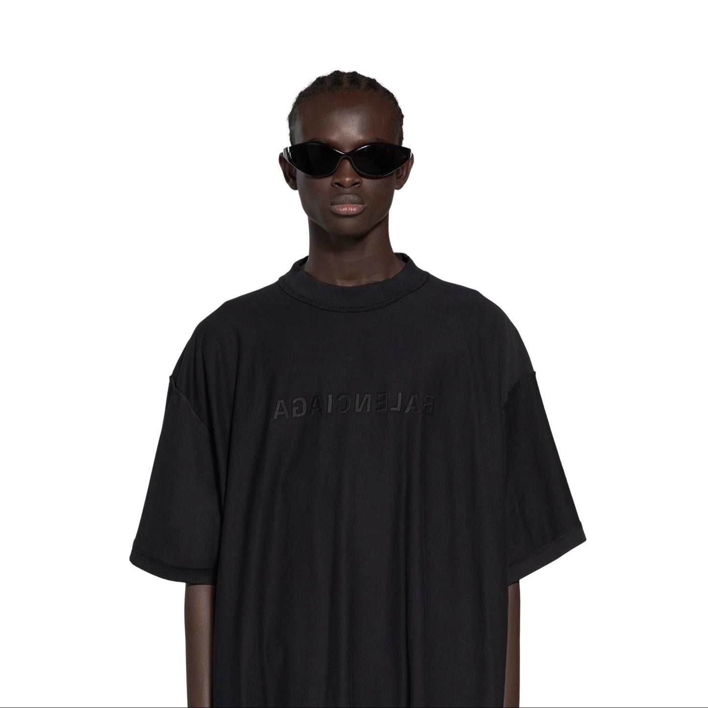 Letter embroidered reverse wear short sleeve black<span class="brand-imgs BL"></span>