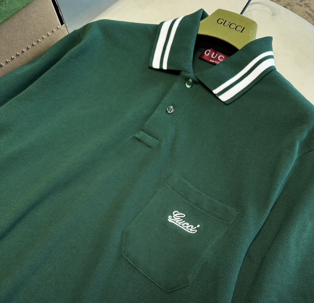 Embroidered letter Polo shirt green <span class="brand-imgs GUCCI"></span>