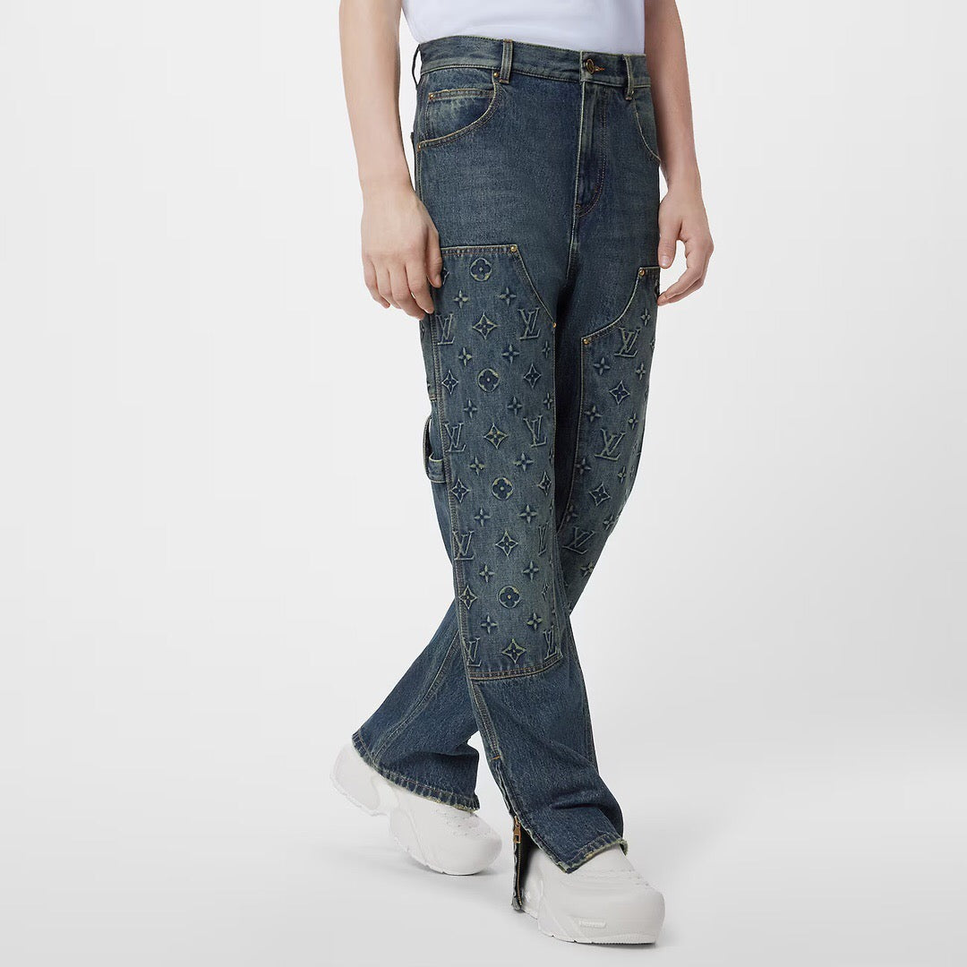 Jacquard embossed panel jeans<span class="brand-imgs LV"></span>