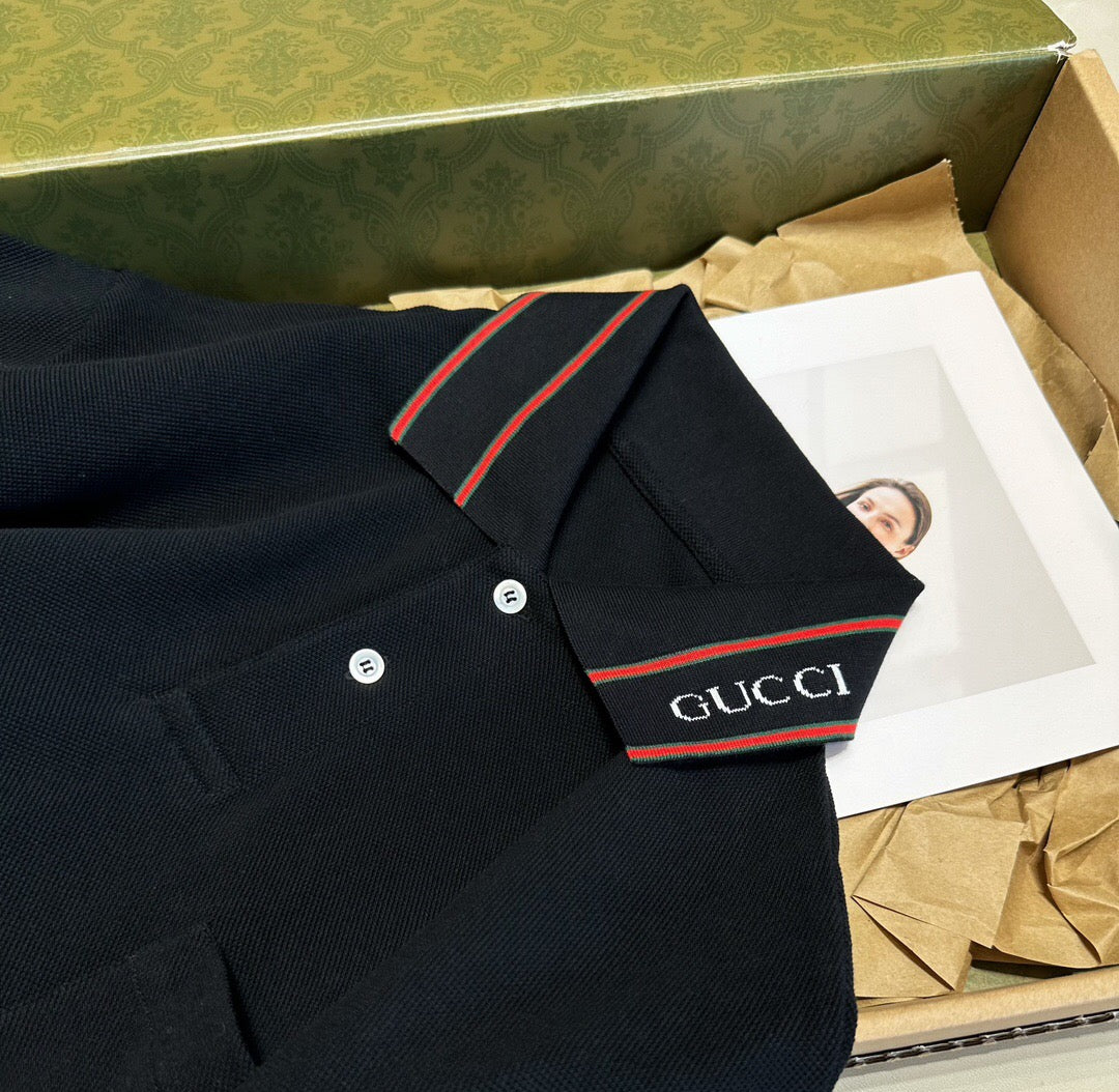 Red and black stripes polo shirt black <span class="brand-imgs GUCCI"></span>