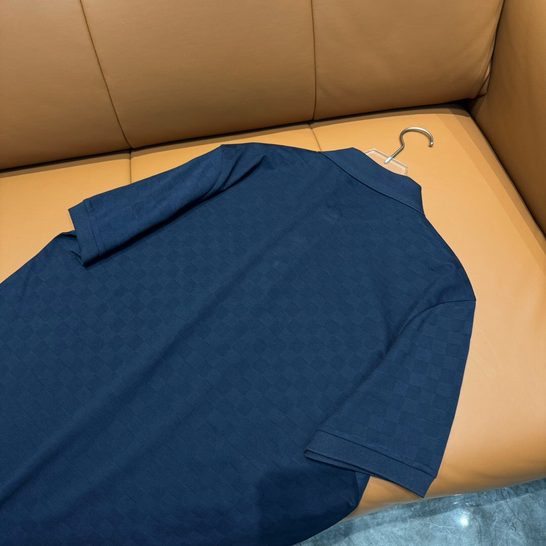 Checkerboard jacquard Polo shirt dark blue <span class="brand-imgs LV"></span>