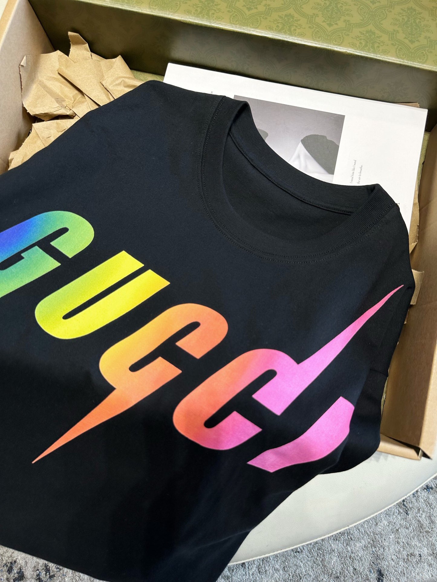 Rainbow lightning print Short sleeve black<span class="brand-imgs GUCCI"></span>