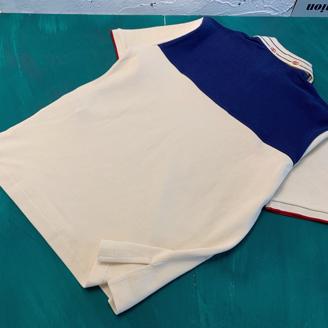 G embroidered blue patchwork Polo shirt<span class="brand-imgs GUCCI"></span>