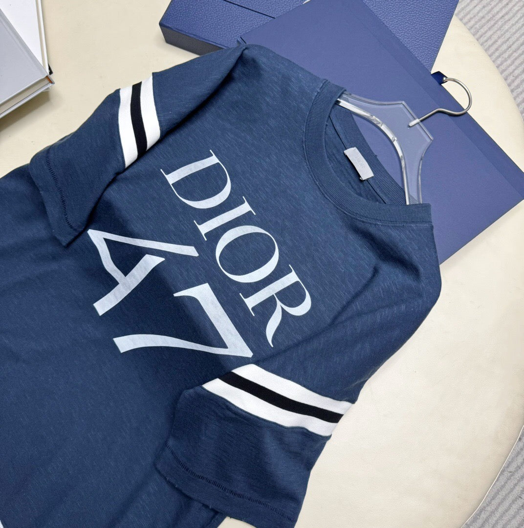Number 47 stitching short sleeve blue <span class="brand-imgs DIOR"></span>