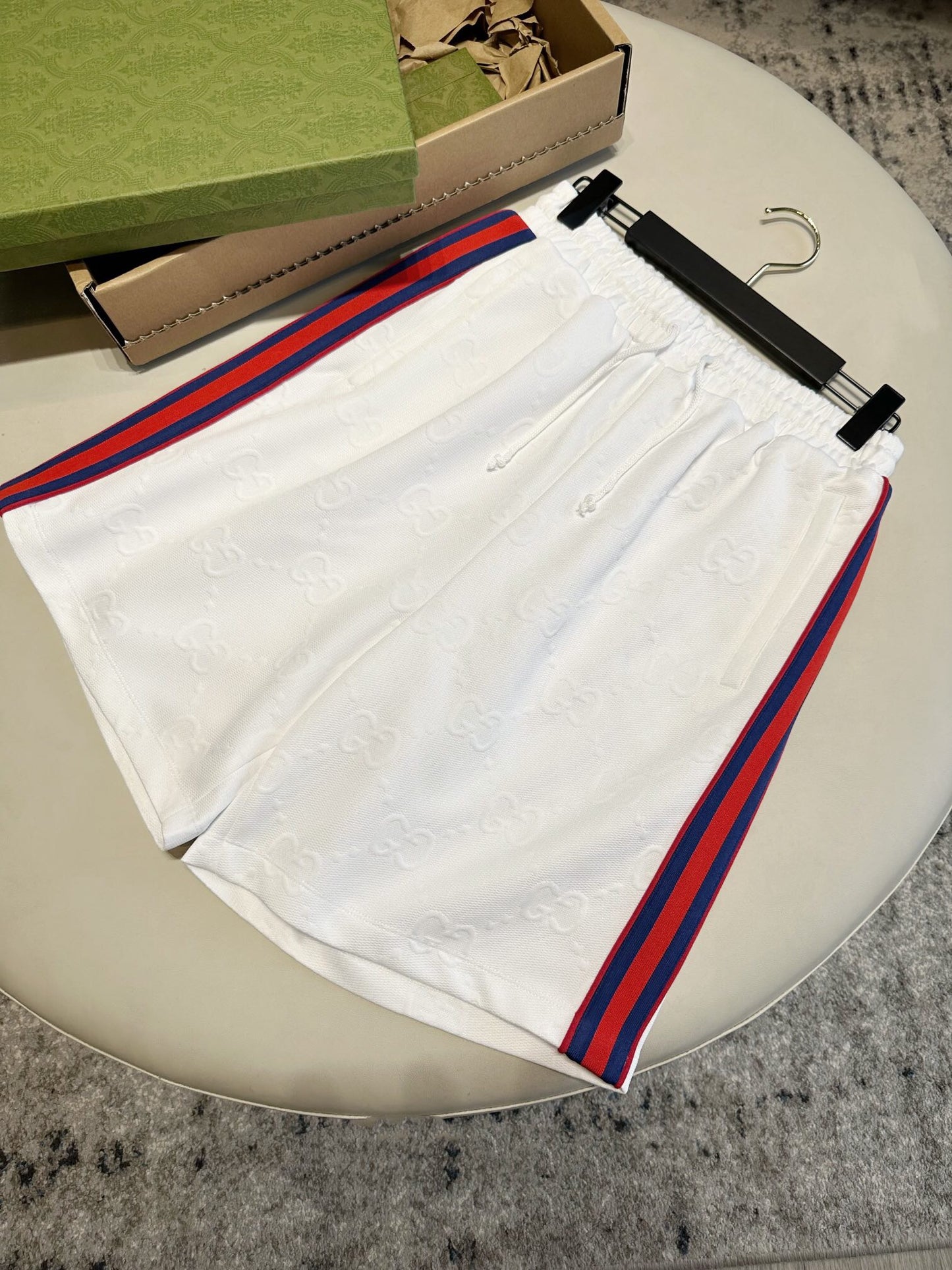 G side red and blue webbing shorts White<span class="brand-imgs GUCCI"></span>