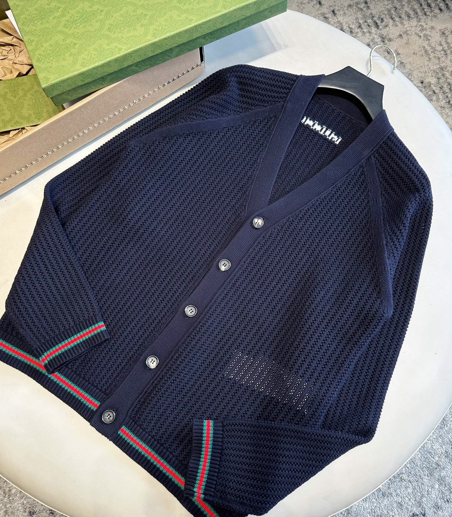 Hollow sweater dark blue <span class="brand-imgs GUCCI"></span>