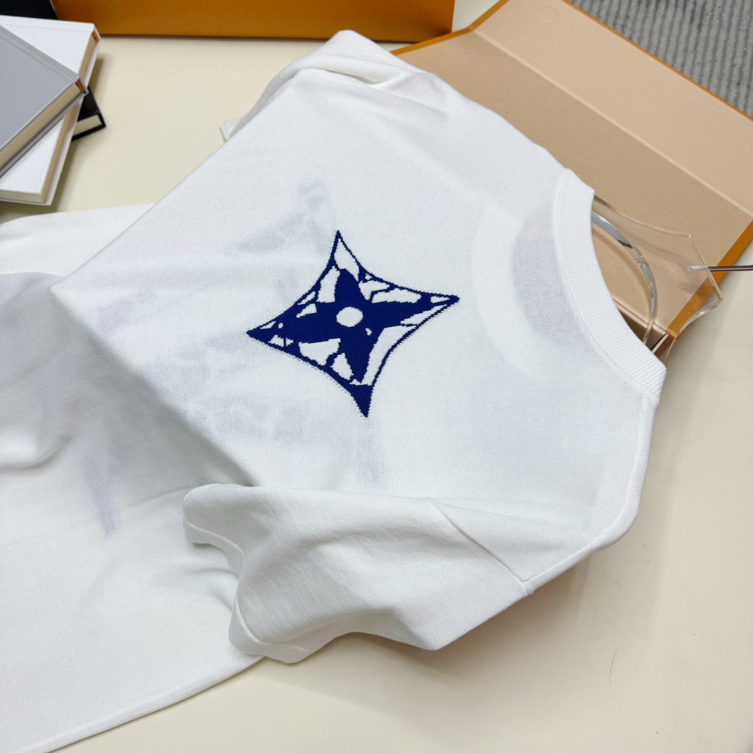 Jacquard logo short sleeve white shirt <span class="brand-imgs LV"></span>