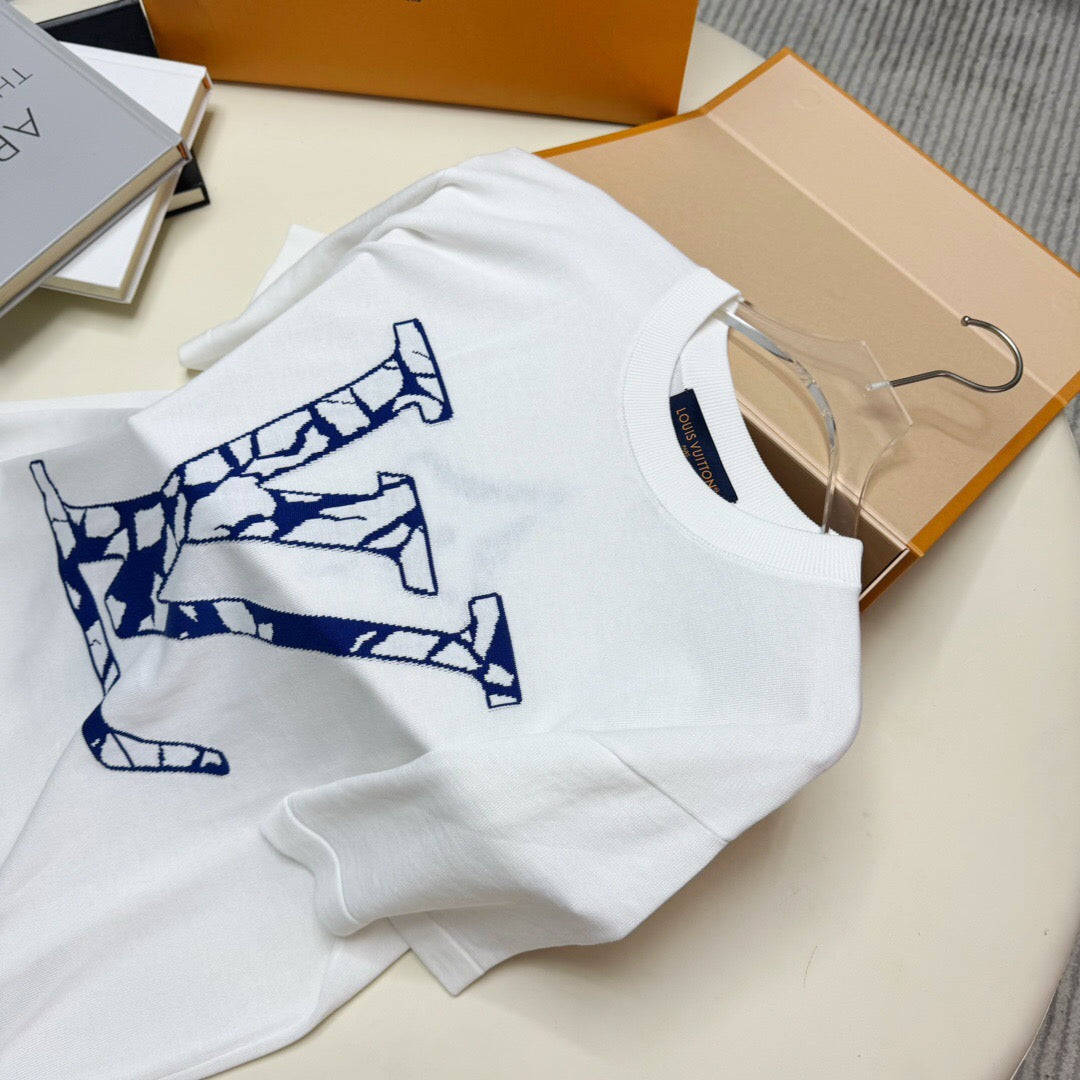 Jacquard logo short sleeve white shirt <span class="brand-imgs LV"></span>