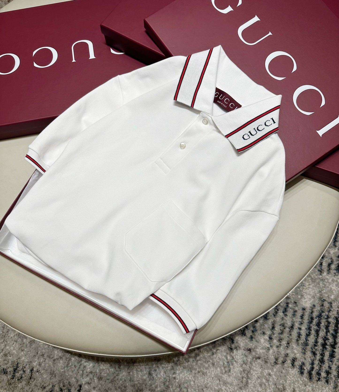 Red and black striped polo shirt <span class="brand-imgs GUCCI"></span>