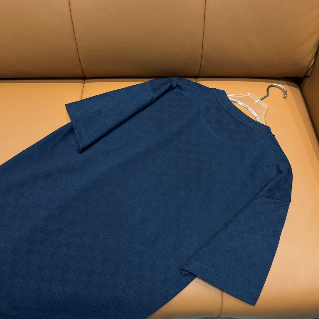 Checkerboard jacquard Polo shirt dark blue <span class="brand-imgs LV"></span>