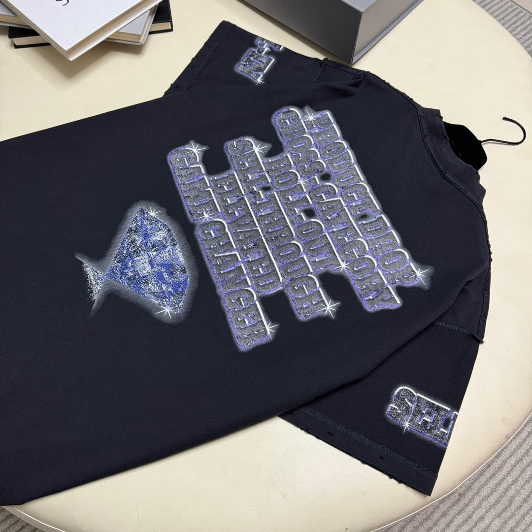 Paris diamond print short sleeve dark grey<span class="brand-imgs BL"></span>