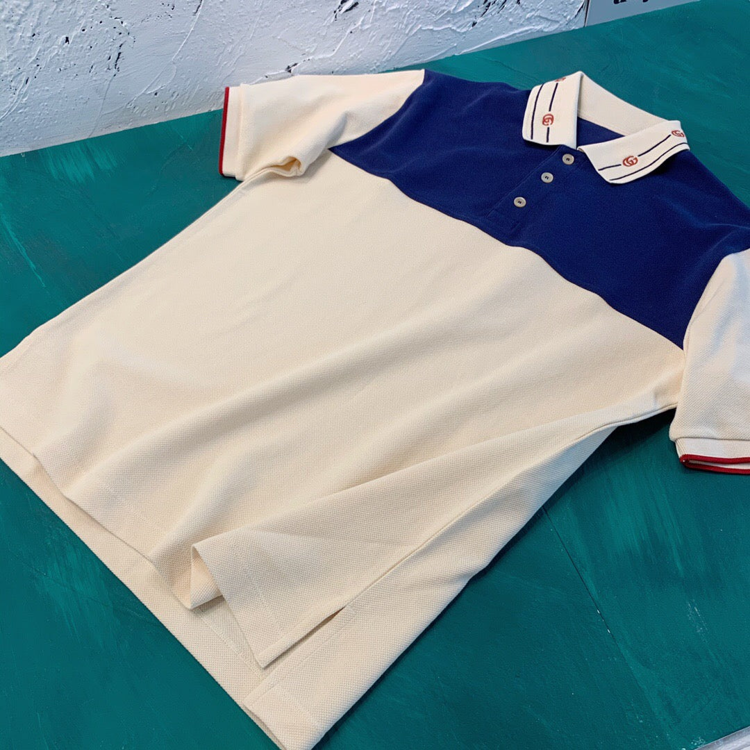 G embroidered blue patchwork Polo shirt<span class="brand-imgs GUCCI"></span>