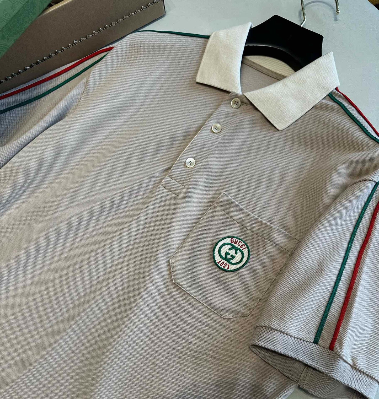 G interlocking embroidered small logo ribbon Polo shirt<span class="brand-imgs GUCCI"></span>