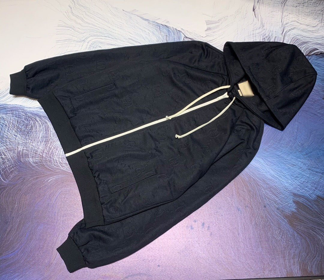 Black jacquard zipper hoodie<span class="brand-imgs GUCCI"></span>