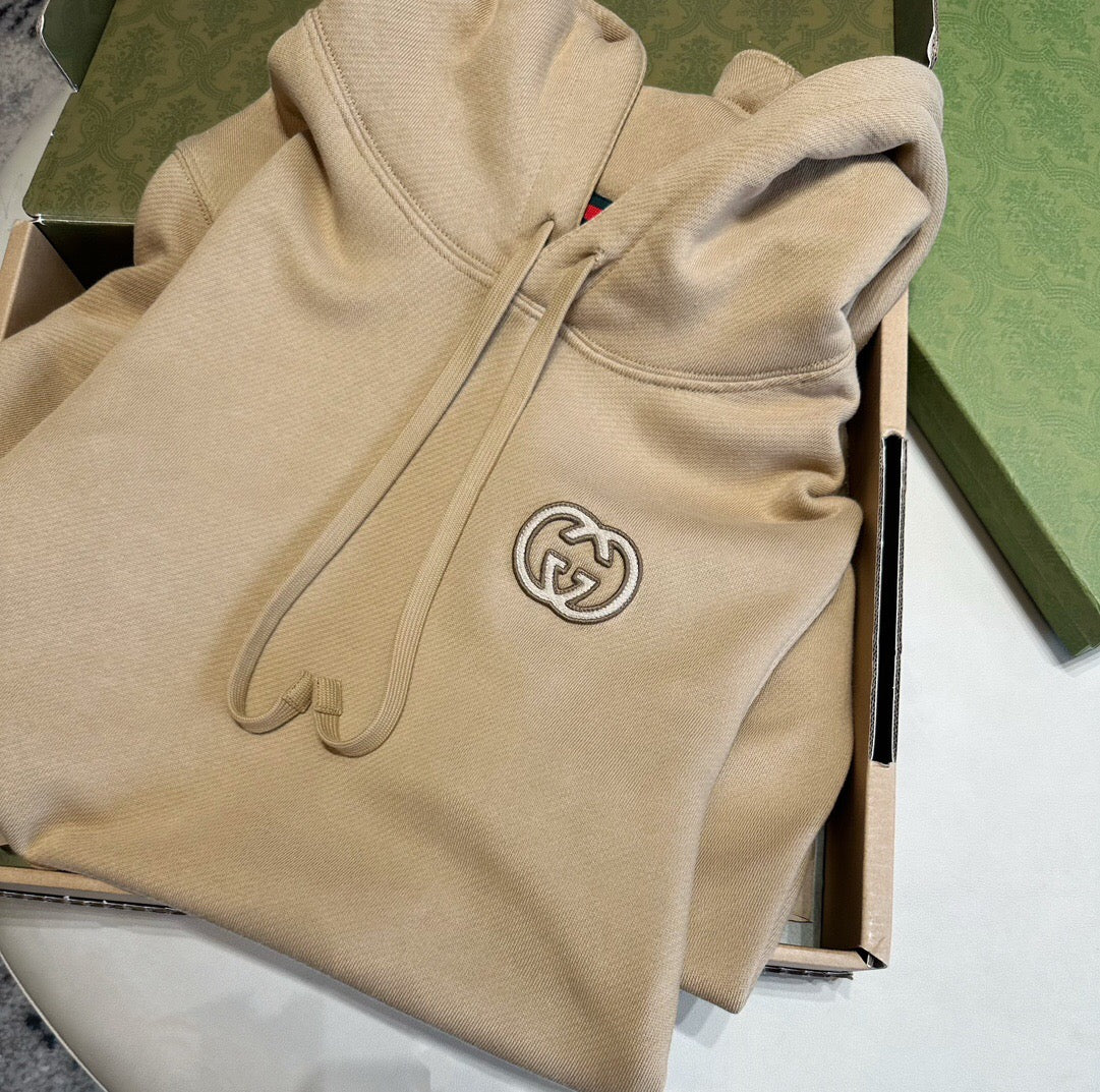 Interlocking embroidered small label hoodie khaki<span class="brand-imgs GUCCI"></span>