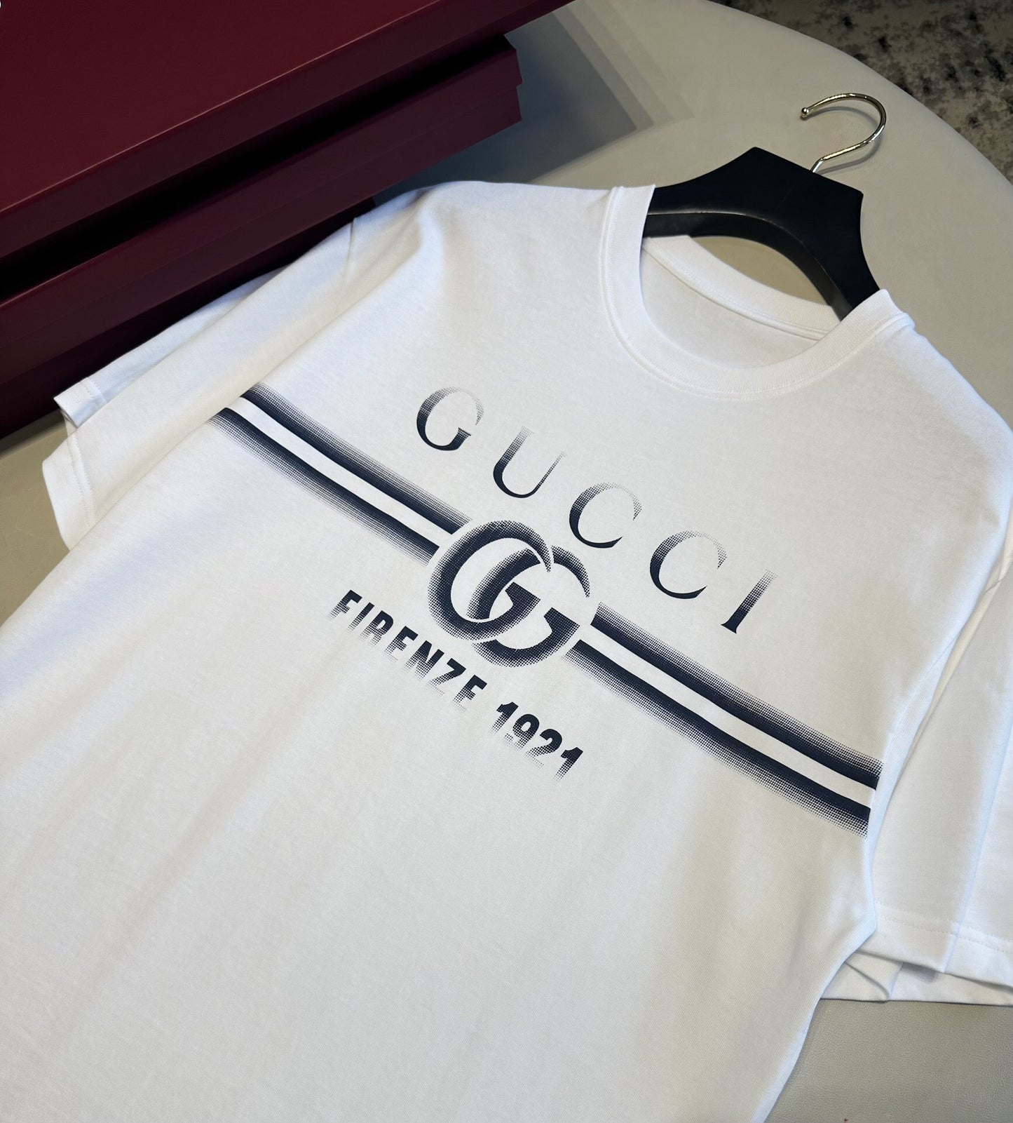 Blue grid White t-shirt <span class="brand-imgs GUCCI"></span>