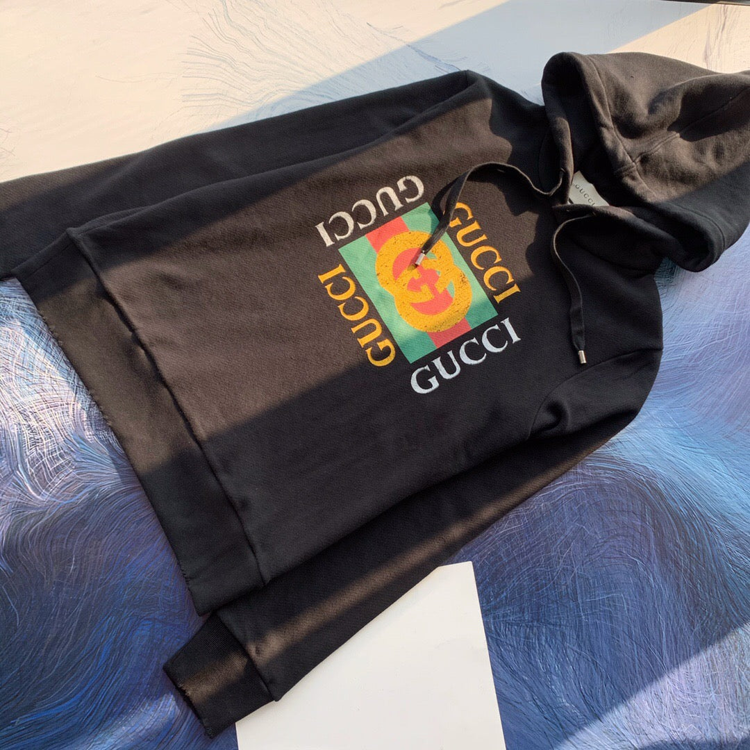 Retro square hoodie black <span class="brand-imgs GUCCI"></span>