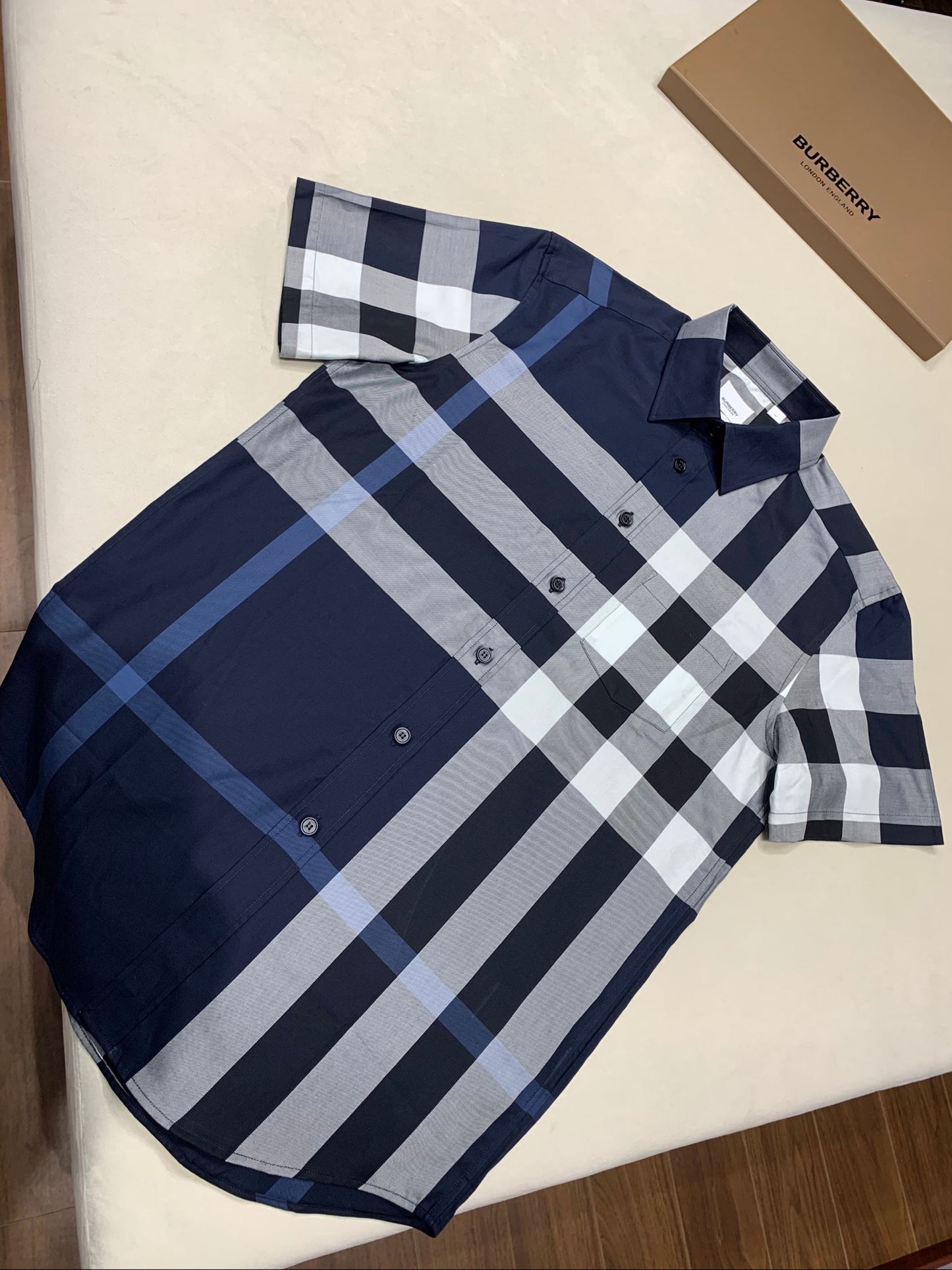 Short sleeved Cotton poplin check shirt<span class="brand-imgs BB"></span>