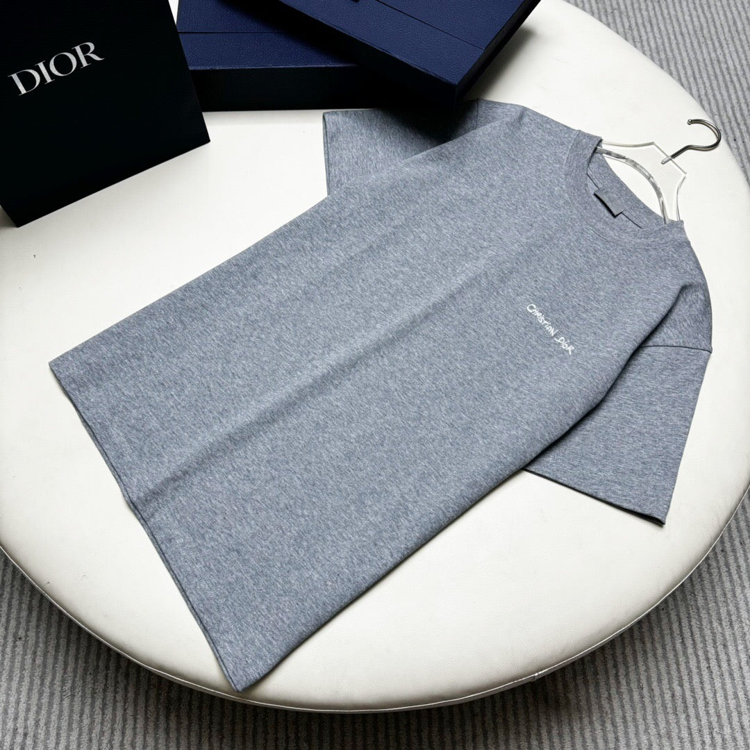 D small letter embroidery short sleeve grey <span class="brand-imgs DIOR"></span>