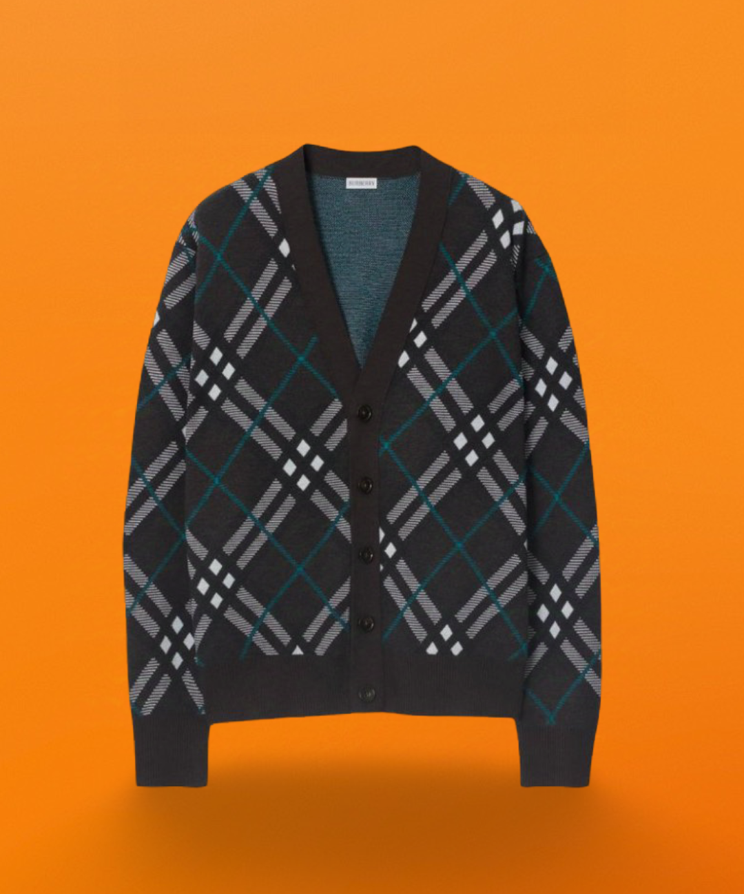 Classic Plaid V-Neck Wool Cardigan<span class="brand-imgs BB"></span>