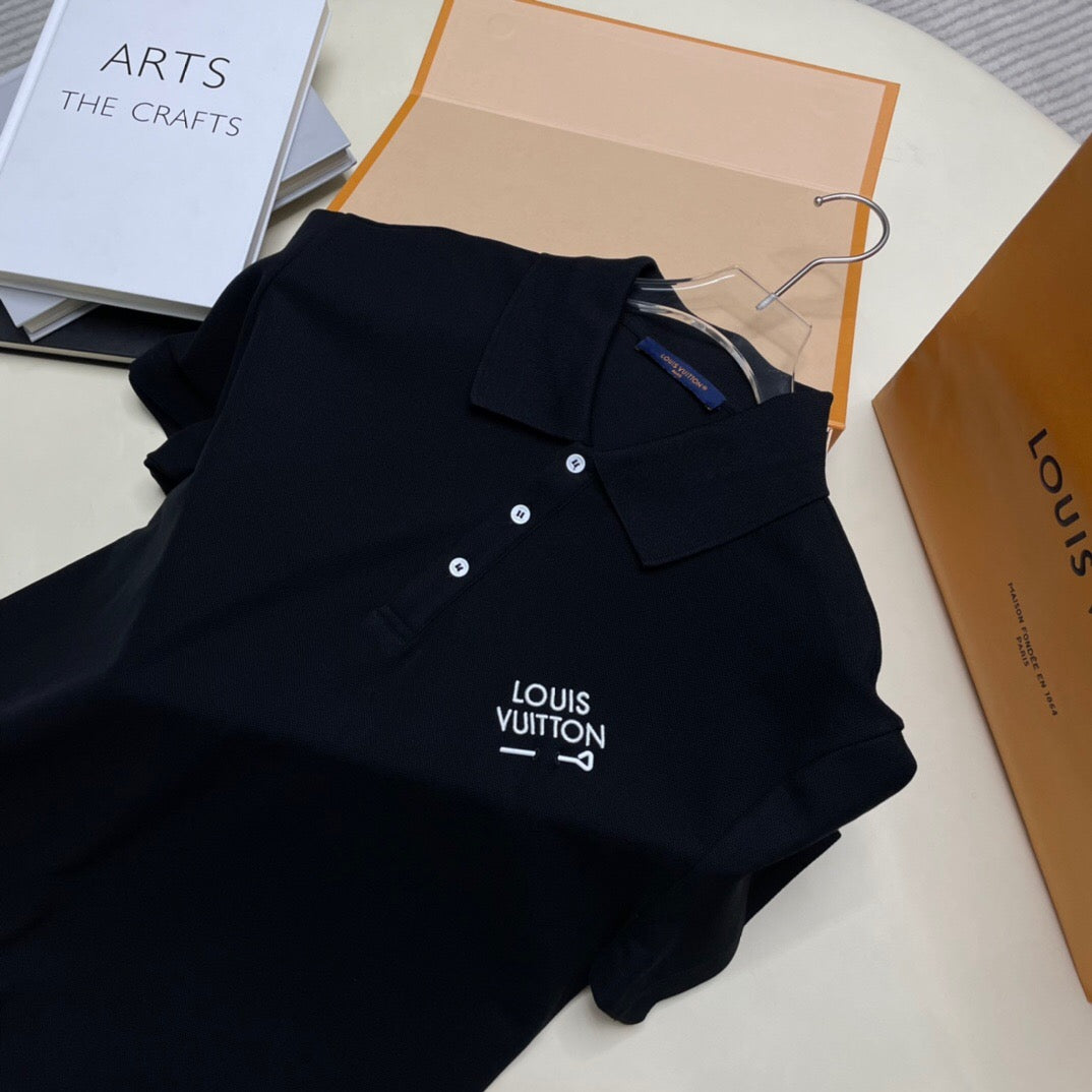 Embroidery pin Polo black shirt <span class="brand-imgs LV"></span>