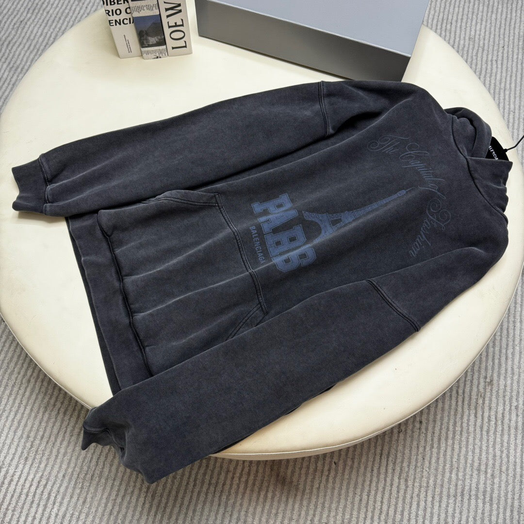 Eifle tower hoodie washed black<span class="brand-imgs BL"></span>