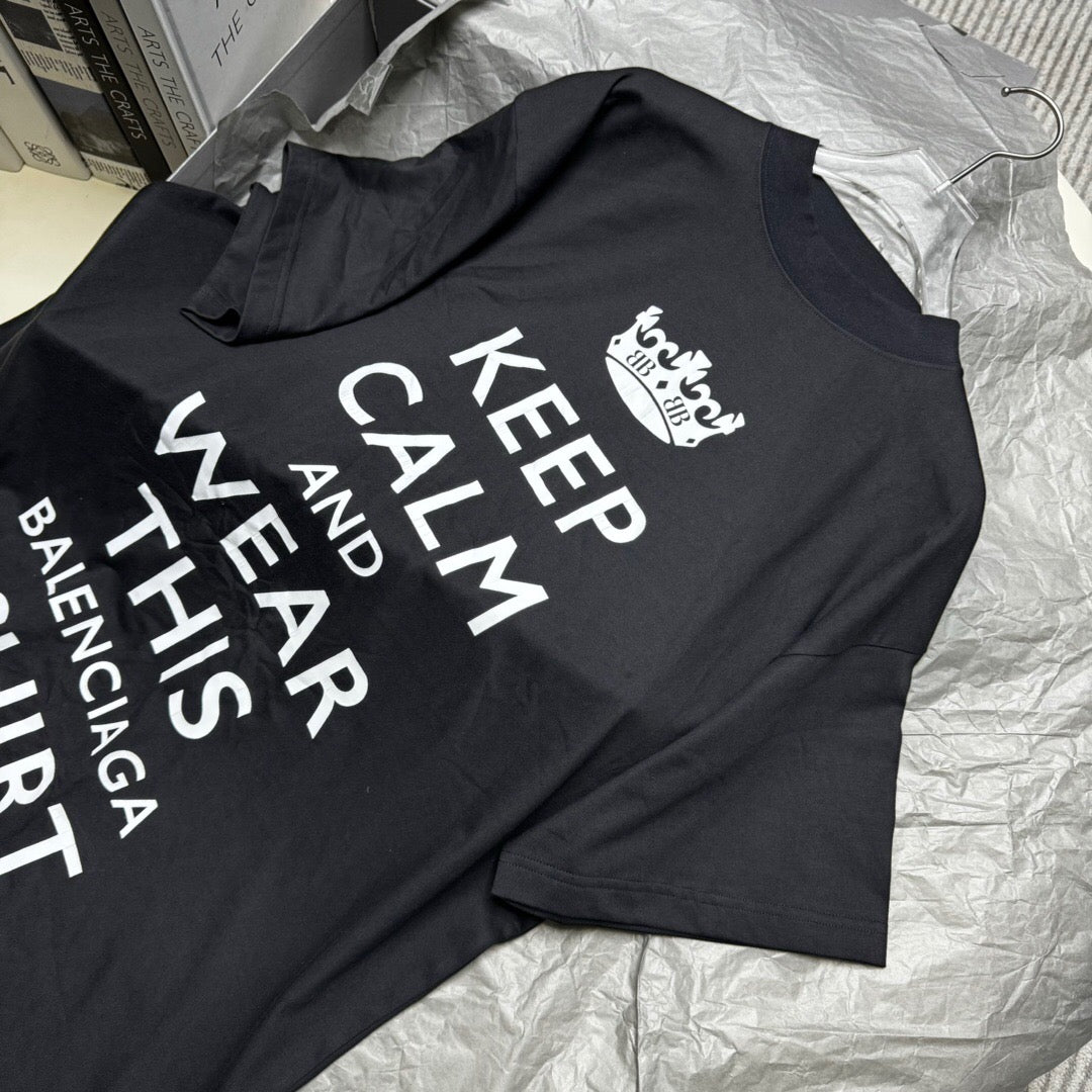 Keep calm ripped print short sleeve<span class="brand-imgs BL"></span>