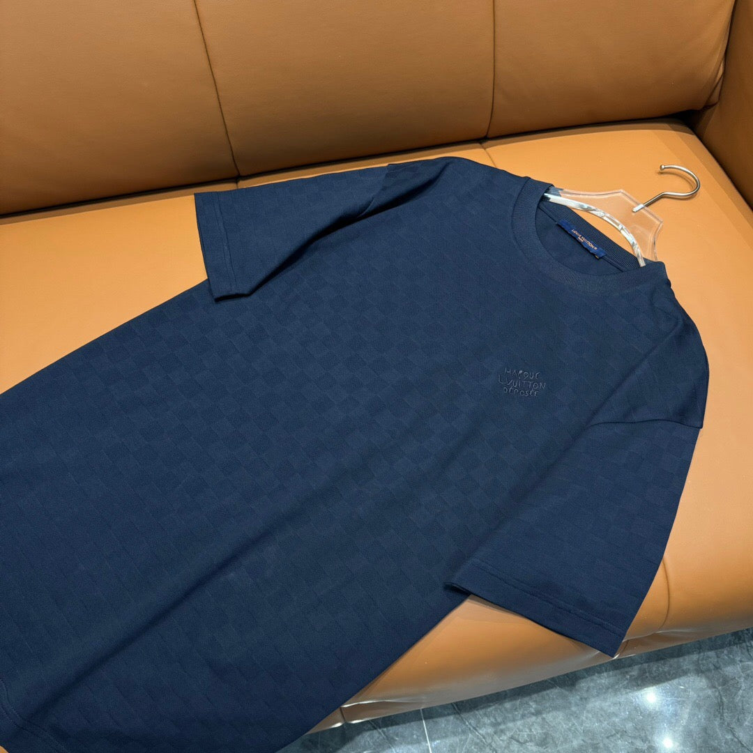 Checkerboard jacquard Polo shirt dark blue <span class="brand-imgs LV"></span>