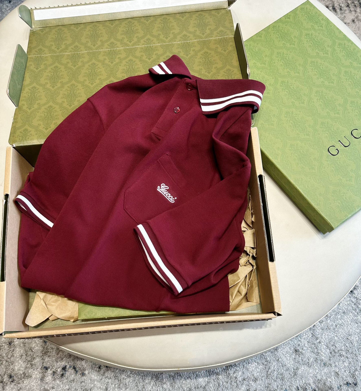 Embroidered letter Polo shirt red wine <span class="brand-imgs GUCCI"></span>