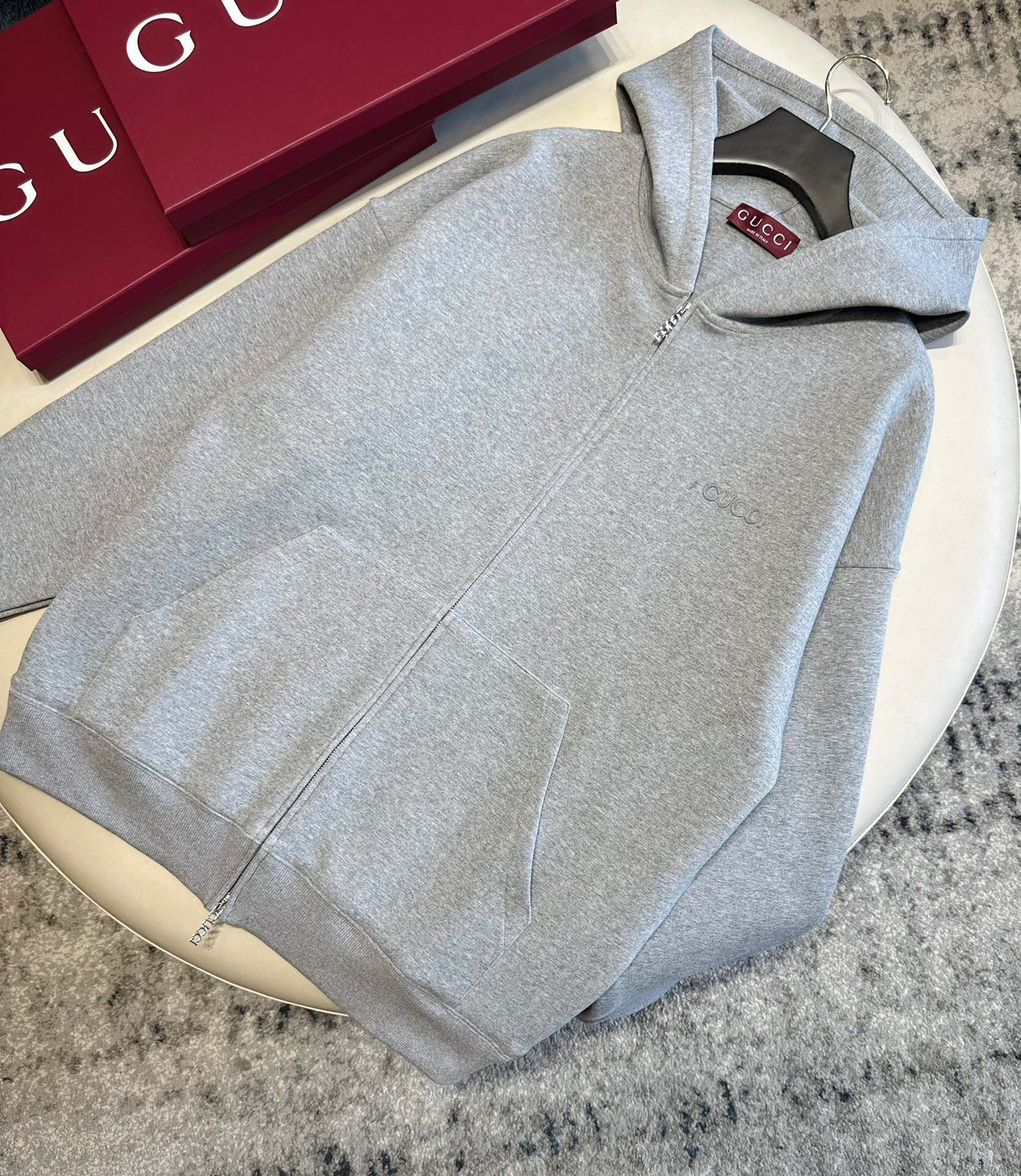 Space cotton embroidered sweatshirt grey <span class="brand-imgs GUCCI"></span>