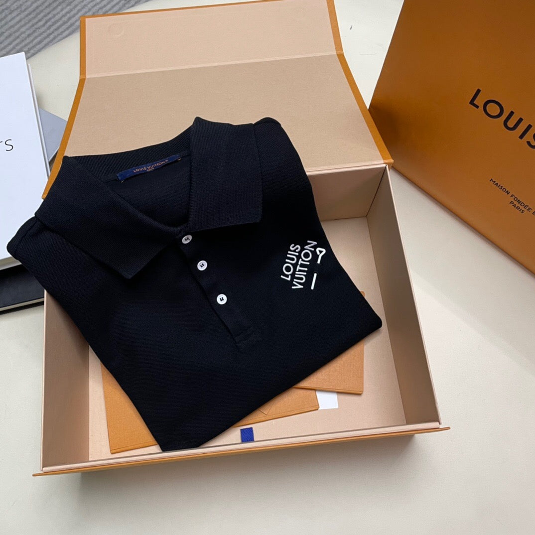 Embroidery pin Polo black shirt <span class="brand-imgs LV"></span>