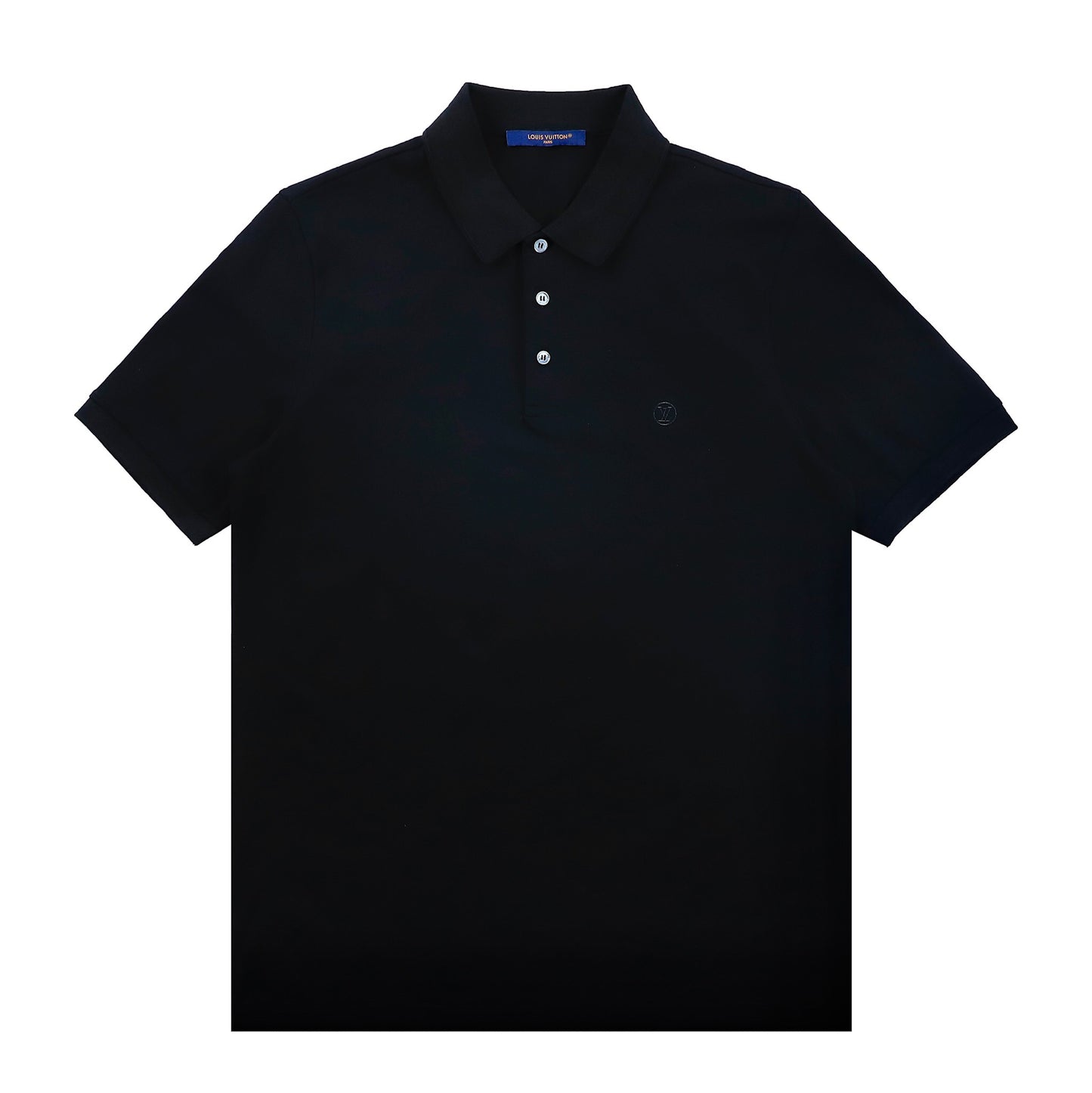 Round logo small embroidery polo shirt black <span class="brand-imgs LV"></span>