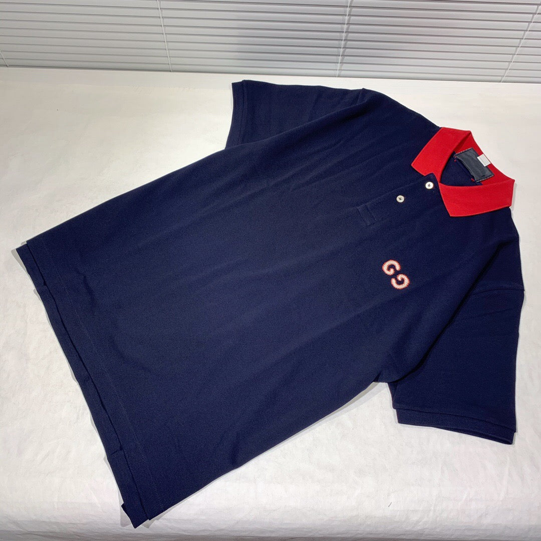 G navy blue red collar Polo shirt<span class="brand-imgs GUCCI"></span>