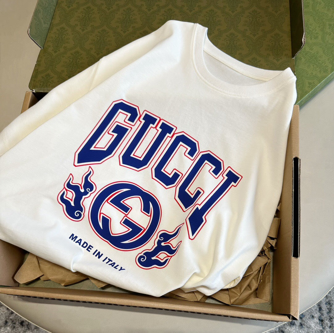 Flame gg print Short sleeve white<span class="brand-imgs GUCCI"></span>