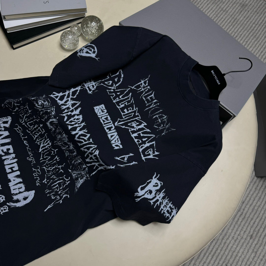 Diy metal outline letters Short sleeve black<span class="brand-imgs BL"></span>