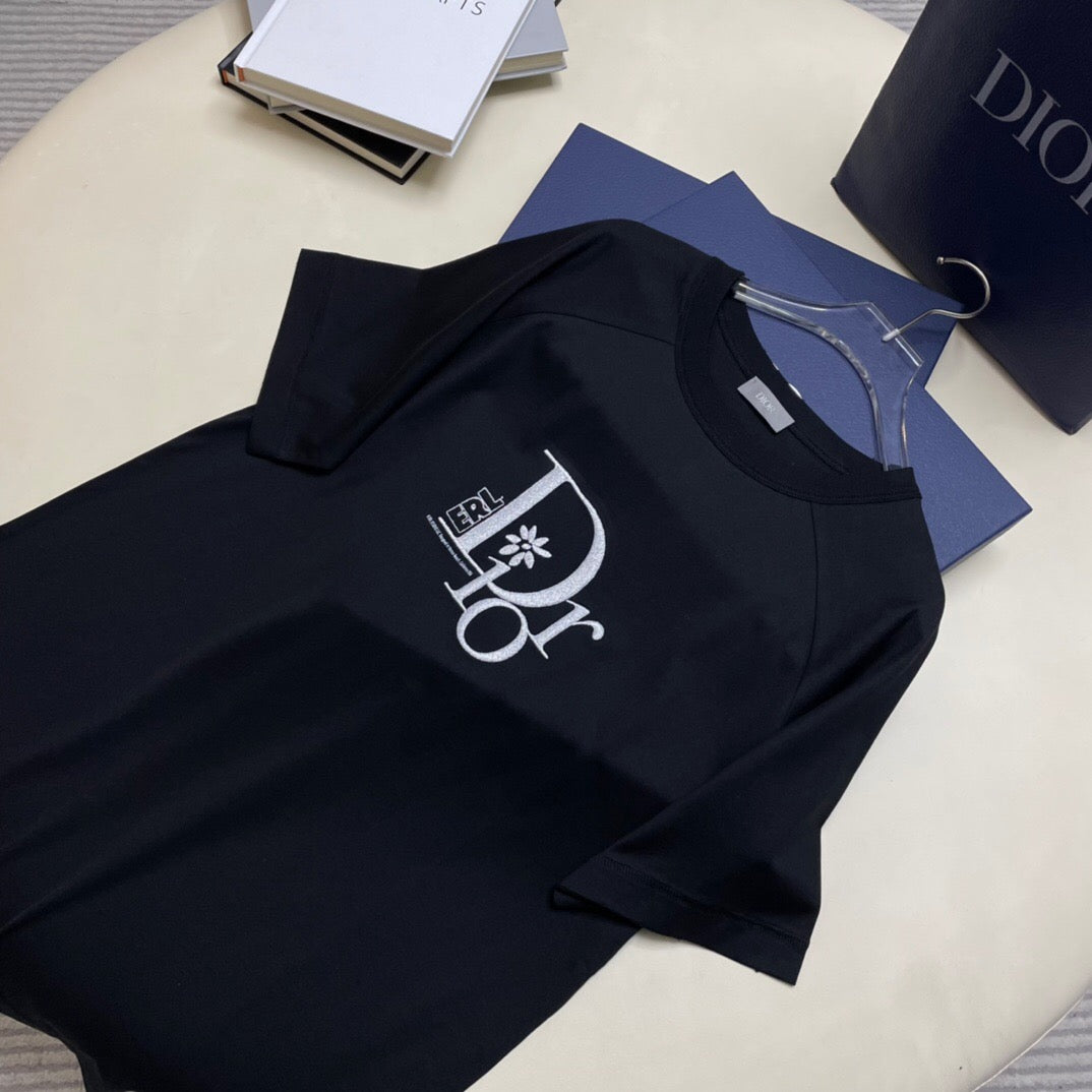 Dr letter embroidered short sleeves black <span class="brand-imgs DIOR"></span>