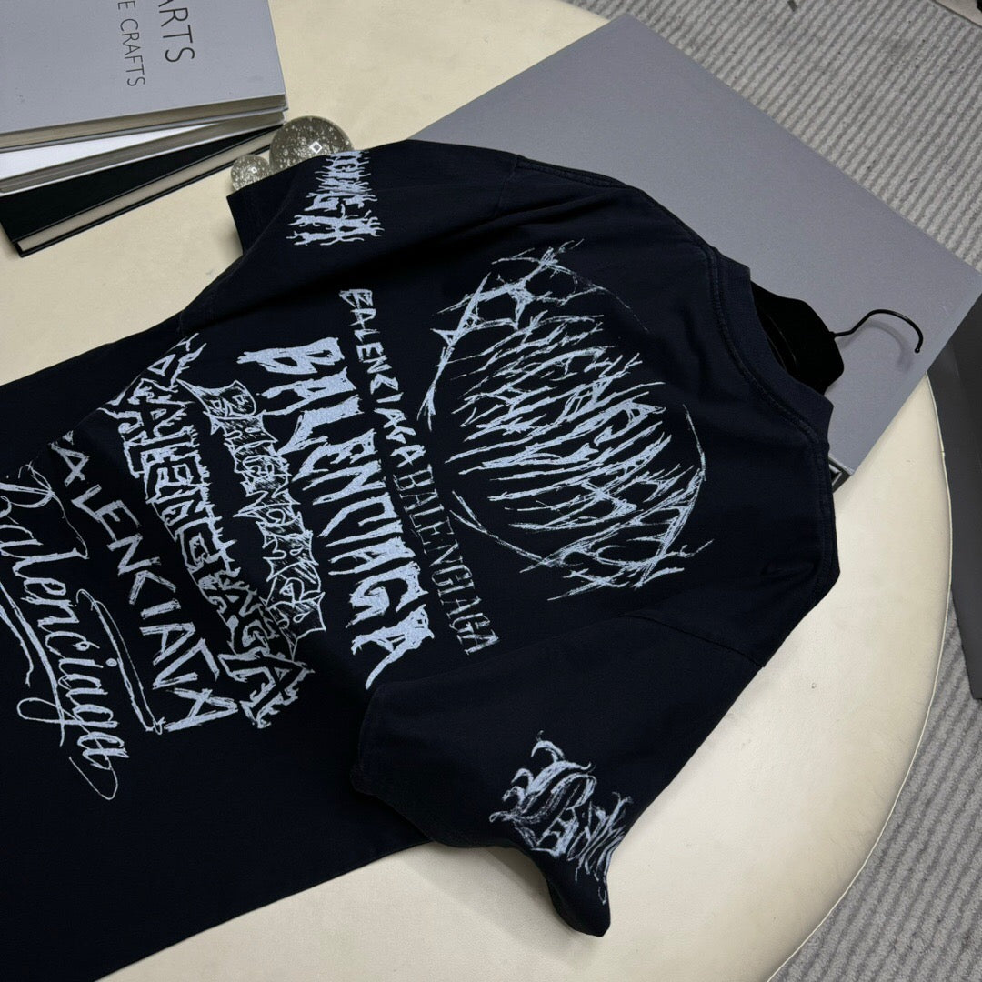 Diy metal outline letters Short sleeve black<span class="brand-imgs BL"></span>