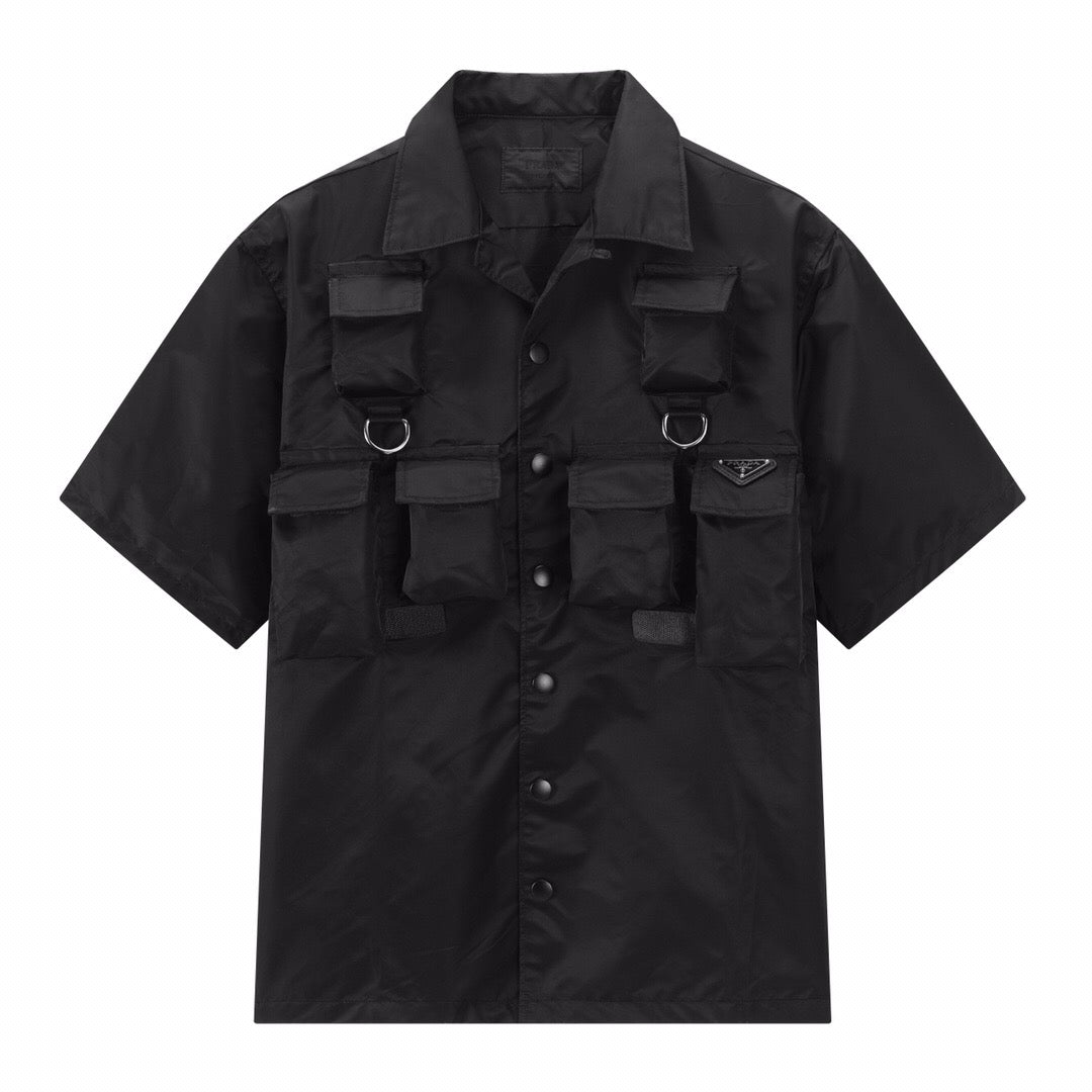 Nylon multi-pocket triangle logo work shirt <span class="brand-imgs PD"></span>