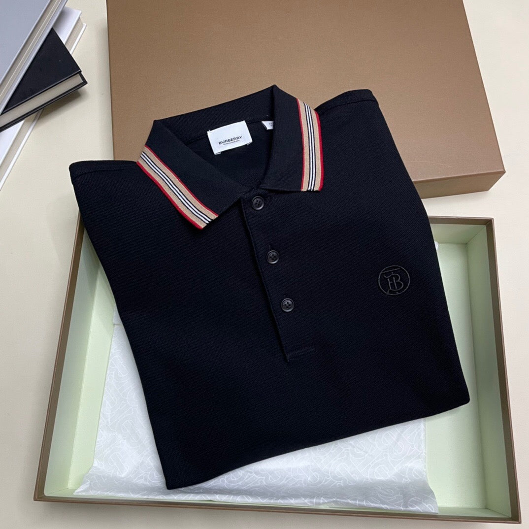 Color stripe collar Polo shirt black <span class="brand-imgs BB"></span>