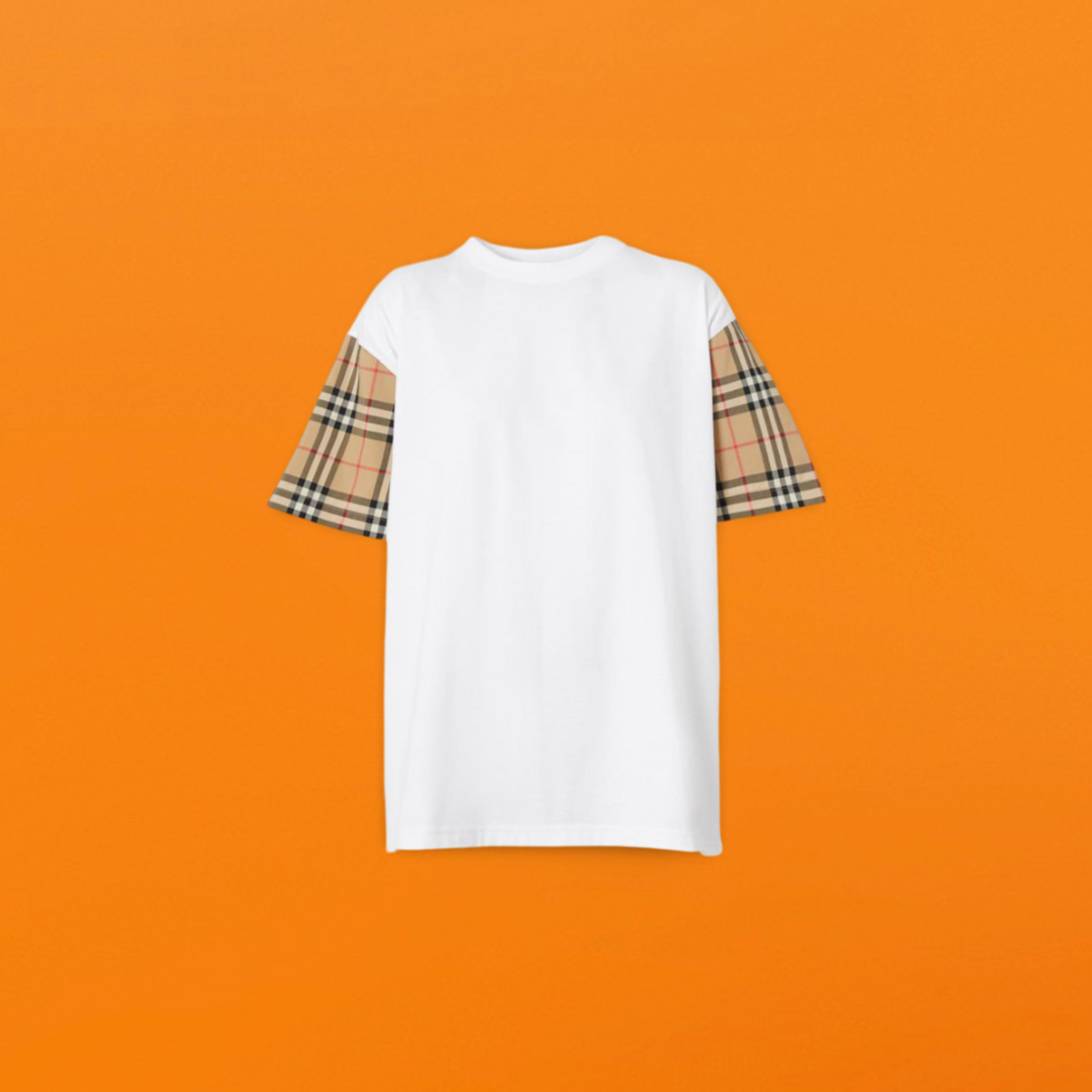 Plaid sleeved Short sleeve white<span class="brand-imgs BB"></span>