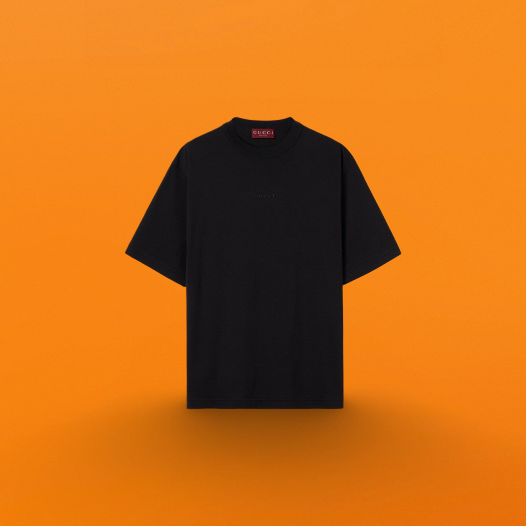 Red and blue ribbon embroidered T-shirt black<span class="brand-imgs GUCCI"></span>