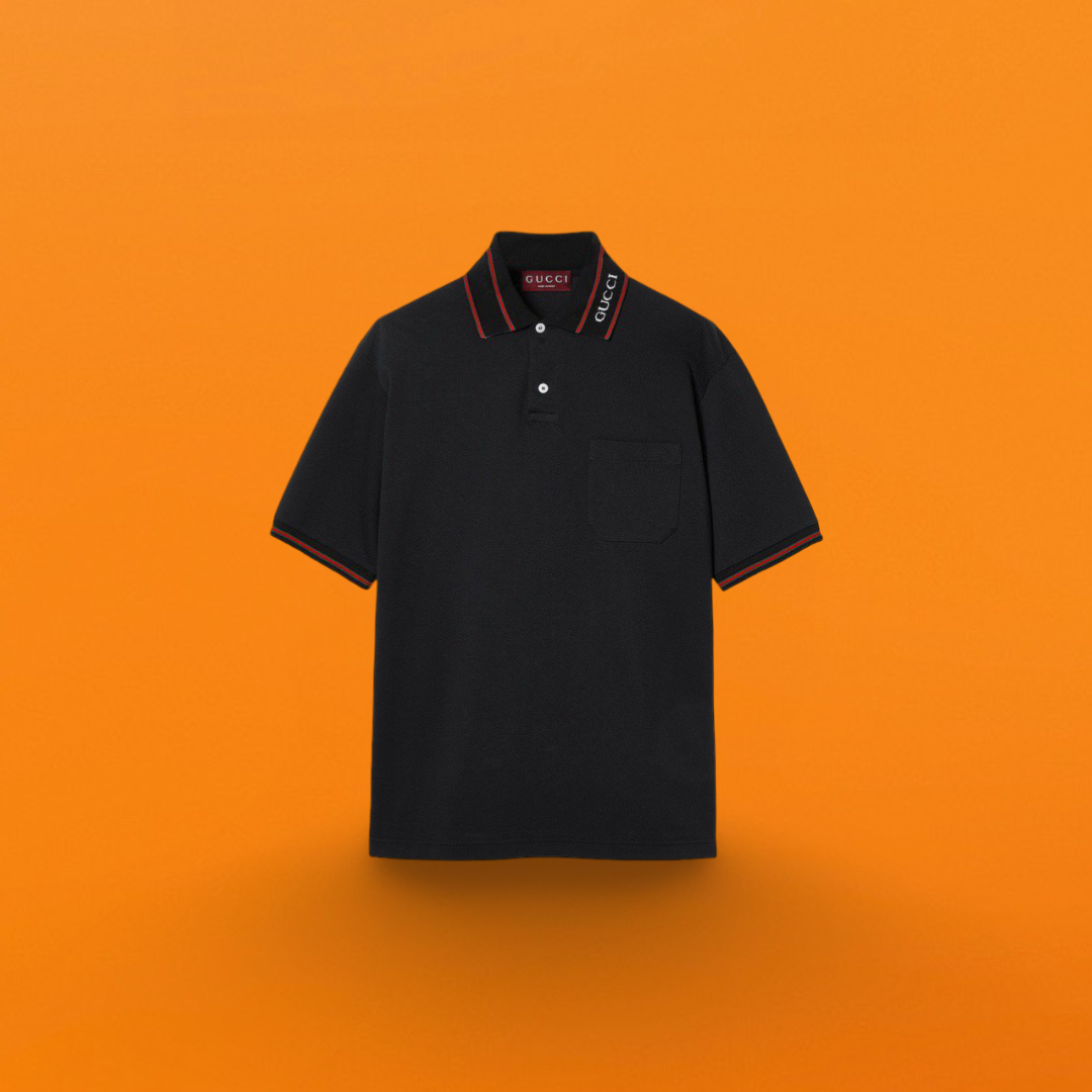 Red and black stripes polo shirt black <span class="brand-imgs GUCCI"></span>