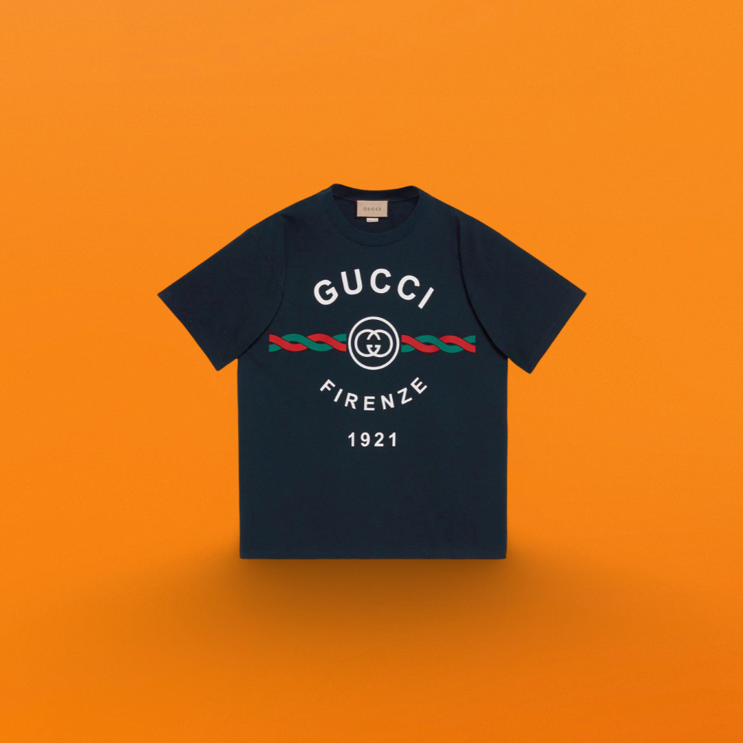 G hemp flower print Short sleeve black<span class="brand-imgs GUCCI"></span>