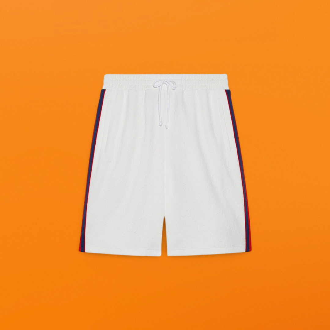 G side red and blue webbing shorts White<span class="brand-imgs GUCCI"></span>