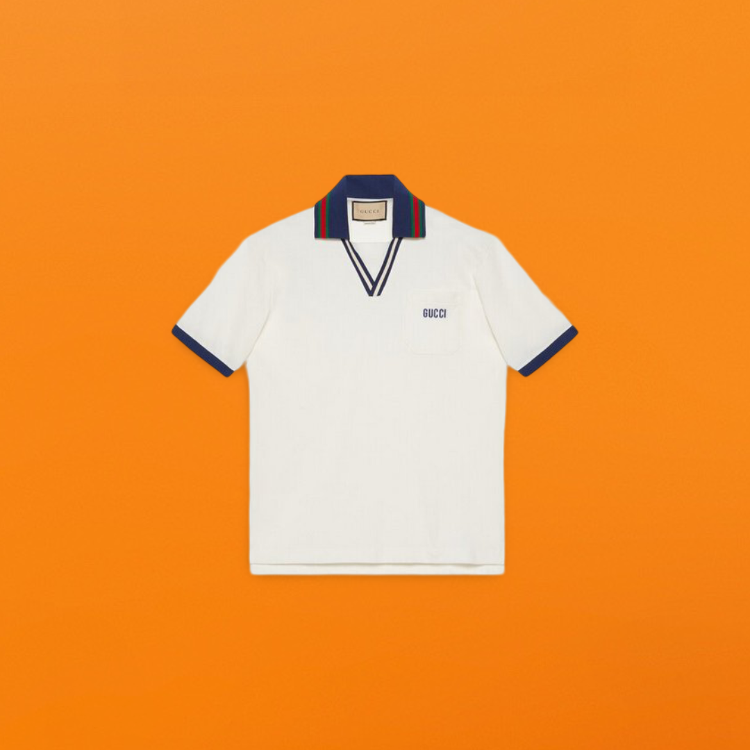 V neck Polo shirt white<span class="brand-imgs GUCCI"></span>