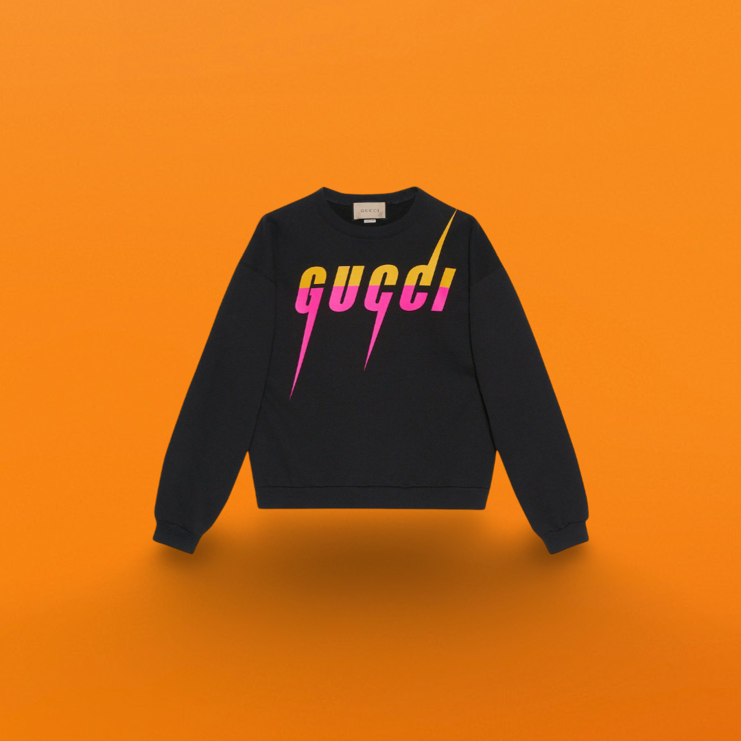 Gu lightning blade sweatshirt fuchsia and yellow<span class="brand-imgs GUCCI"></span>