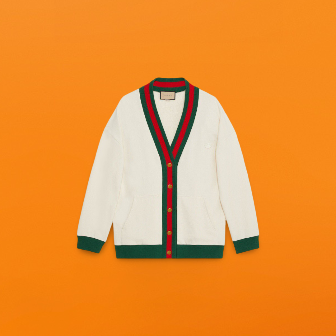 Red and green ribbon cardigan apricot<span class="brand-imgs GUCCI"></span>