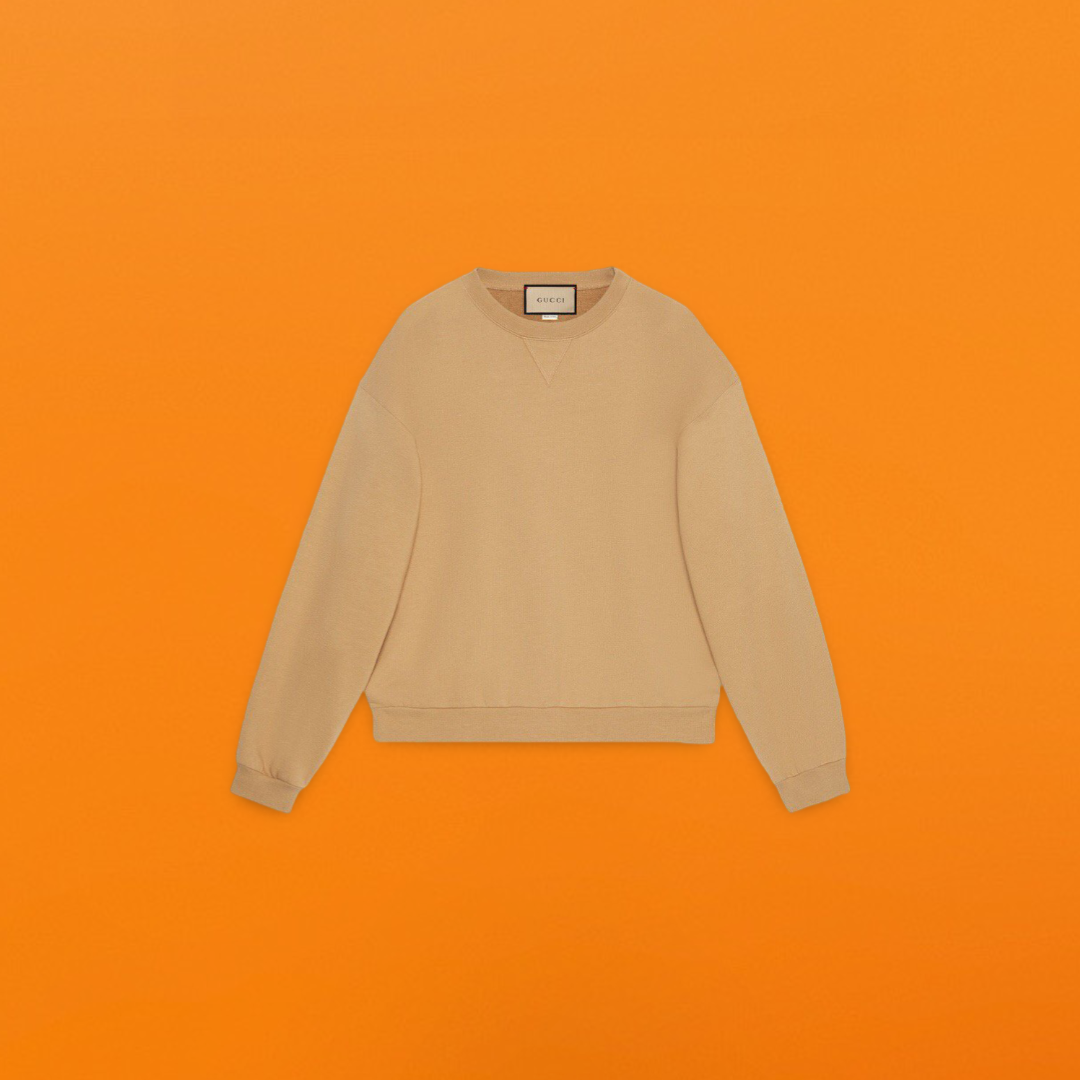 Red and green threaded ribbon sweatshirt khaki<span class="brand-imgs GUCCI"></span>