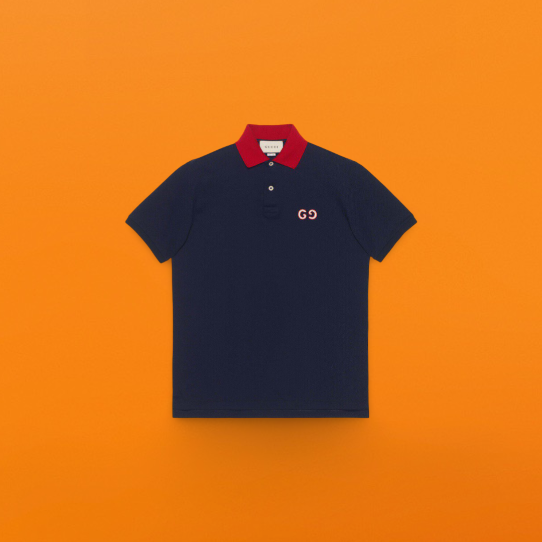 G navy blue red collar Polo shirt<span class="brand-imgs GUCCI"></span>
